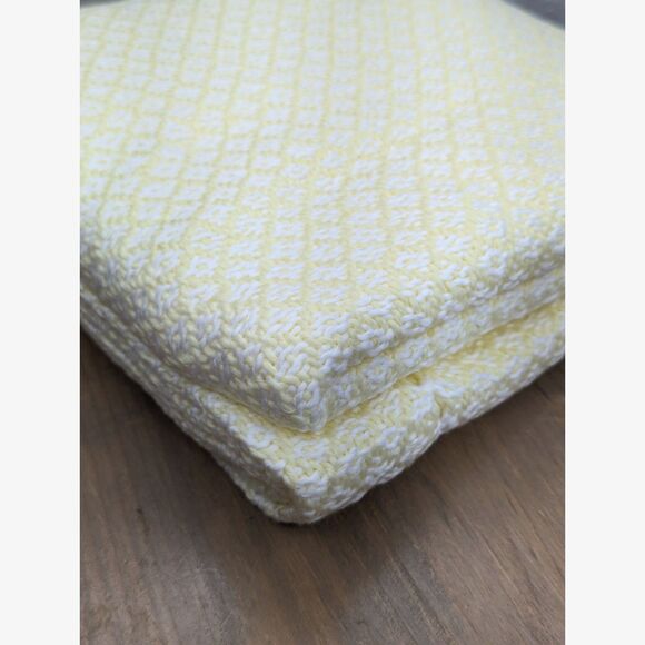NEW Three Weavers Vtg Baby Blanket Cotton Handwoven Yellow 52x37 Cottage Prairie - Picture 7 of 7